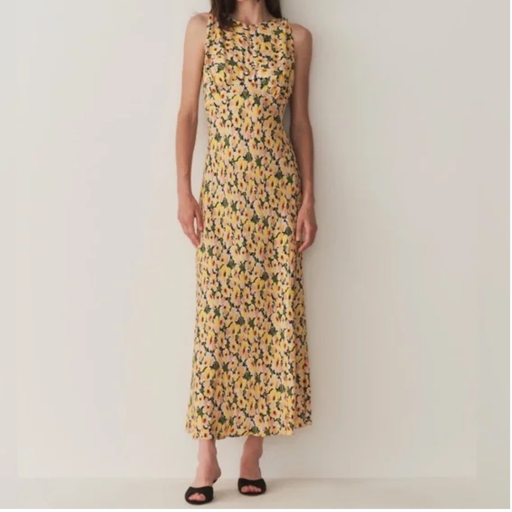 Doen Floral Maxi Dress in Yellow and Black
